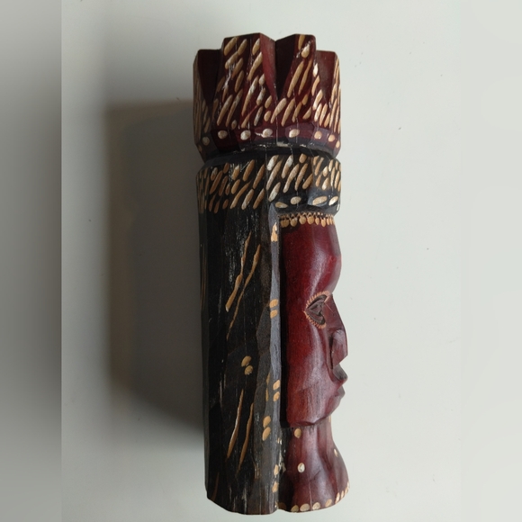 Handcrafted Wooden Tribal Mask 9x3" - Picture 6 of 8